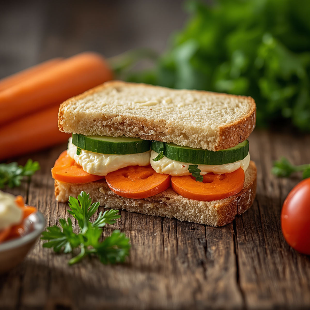 Mayo Carrot Cucumber Sandwich